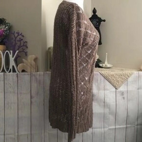 Pink Rose sz M Loose Knit Sweater Taupe Mauve - Picture 5 of 10